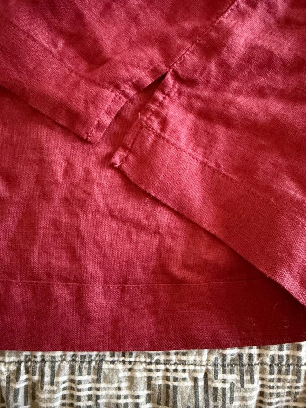 H by Halston 100% Linen Burgundy Boatneck Cropped Shirt Top Size XL Extra Large - Picture 4 of 10